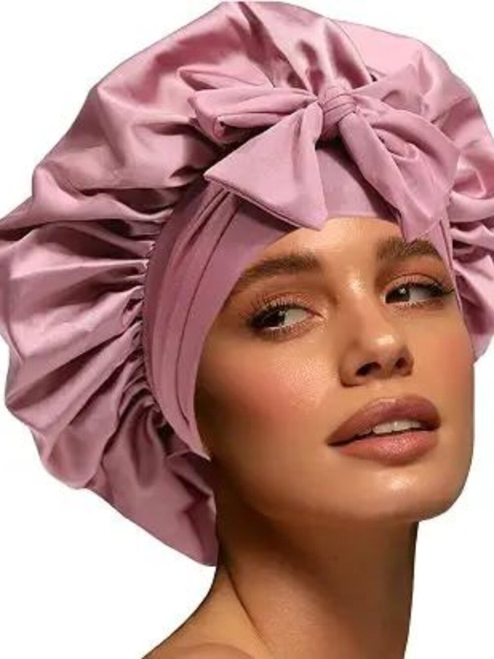 Satin Bonnet for Sleeping, Large Sleep Cap with Elastic Tie Band